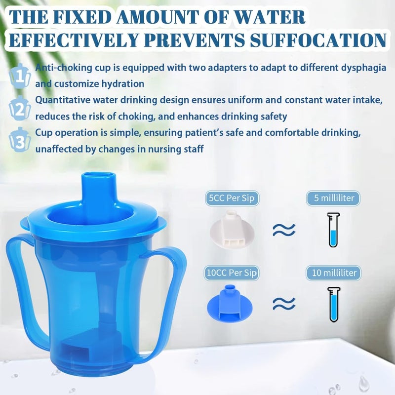 Ehucon dysphagia regulating drinking cup for elderly with difficulty swallowing,with 5cc and 10cc sip cup,assistive devices liquids only,No thickener is Used (Blue-Lid+Body,Pack of 1) - Image 4